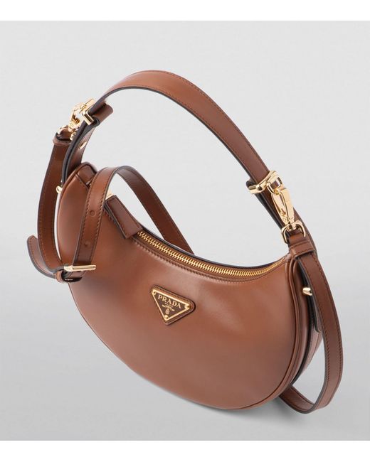 Prada Brown Leather Arqué Shoulder Bag