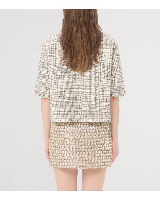 Valentino Natural Tweed Cropped-Sleeve Jacket