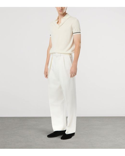 Tom Ford White Cashmere-Silk Polo Shirt for men