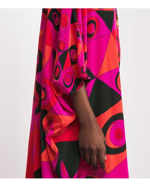 Emilio Pucci Pink Silk Occhi Maxi Kaftan