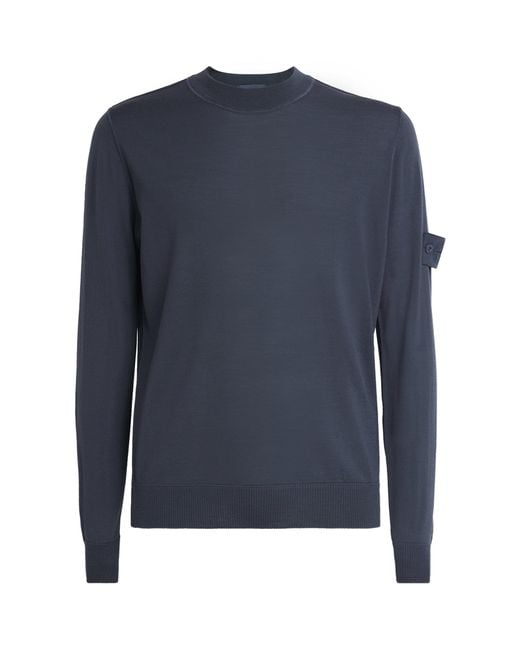 Stone Island Blue Virgin Wool Ghost Sweater for men