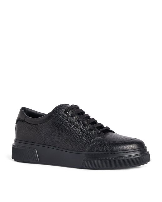 Giorgio Armani Black Leather Low-top Sneakers for men