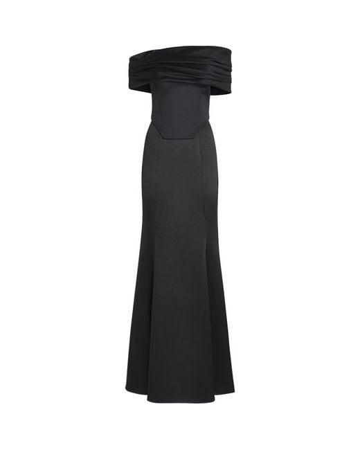 Solace London Black Corseted Alta Gown