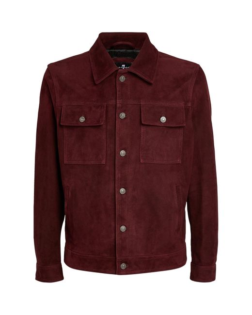 7 For All Mankind Red Suede Trucker Jacket for men