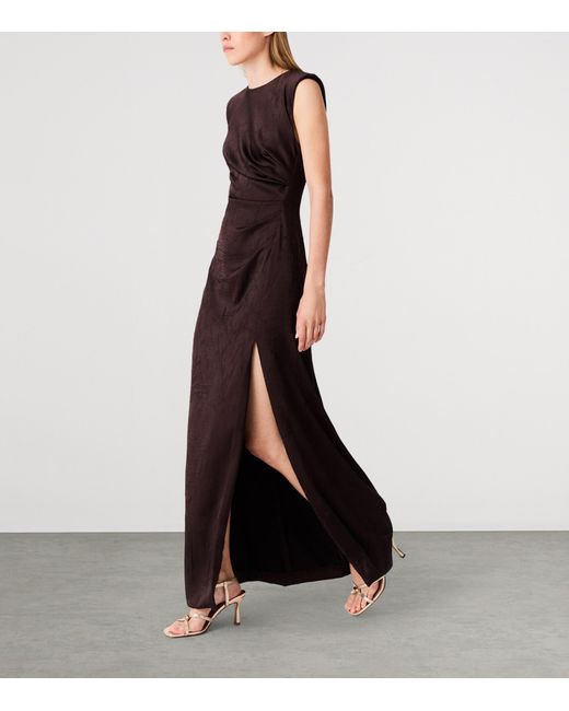 Maje Purple Ruched Sleeveless Midi Dress