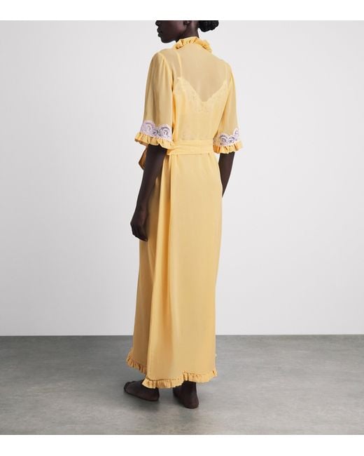 Loretta Caponi Metallic Silk Short-Sleeve Germana Robe