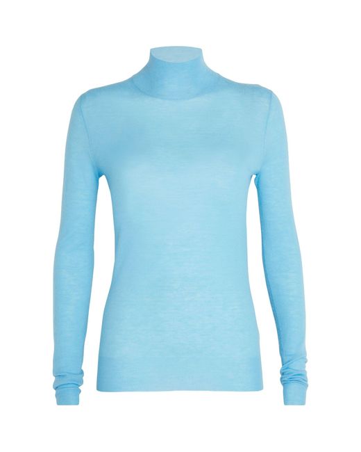 Joseph Blue Cashmere High-neck Cashair Sweater