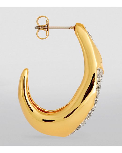 Alexis Metallic Gold-plated Pavé Solalnes Hoop Earrings