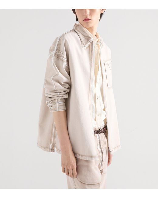 Prada Natural Denim Printed Shirt for men