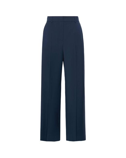 Weekend by Maxmara Blue Virgin Wool Straight-Leg Trousers