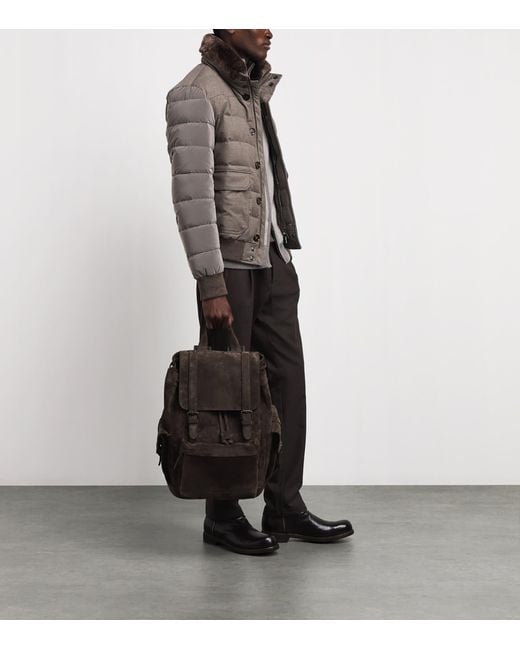 Moorer Gray Fur-Trim Fantoni Down Jacket for men