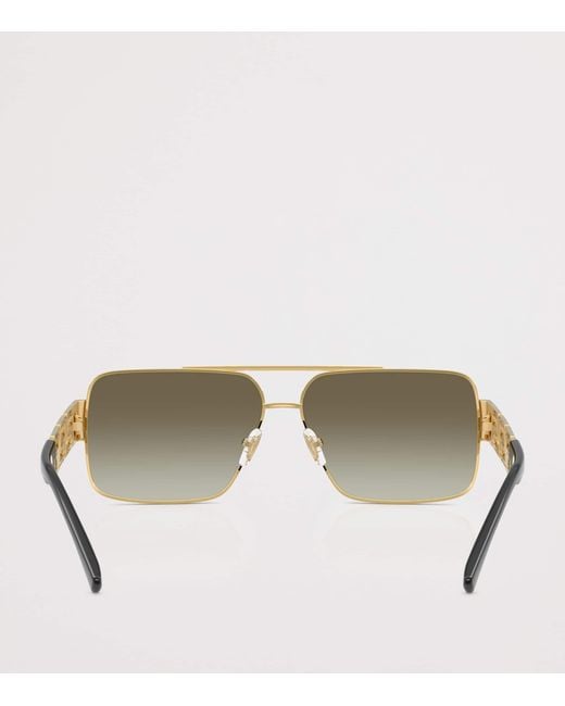 Versace Green Wire-Frame Rectangular Sunglasses for men