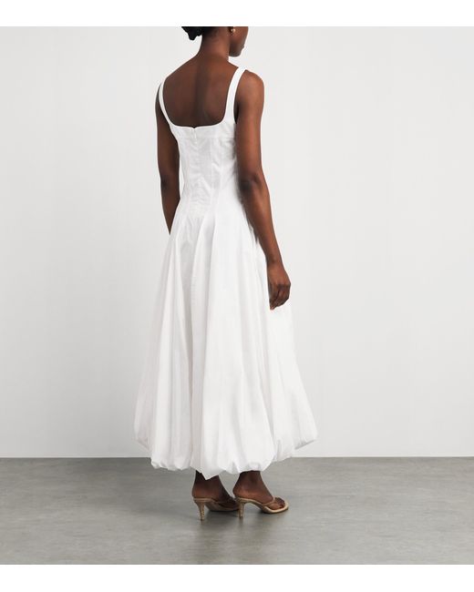 Jonathan Simkhai White Cotton Bubble-Hem Hally Midi Dress