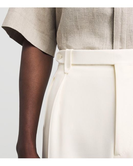 Brioni White Wool Straight Tailored Trousers for men