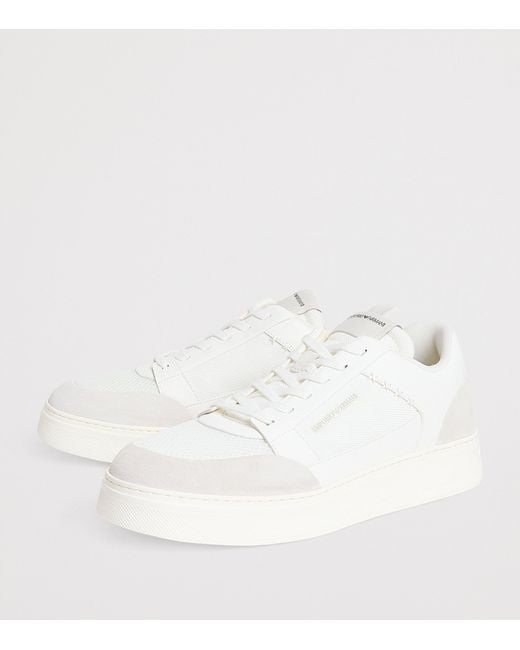 Emporio Armani White Suede Sneakers for men