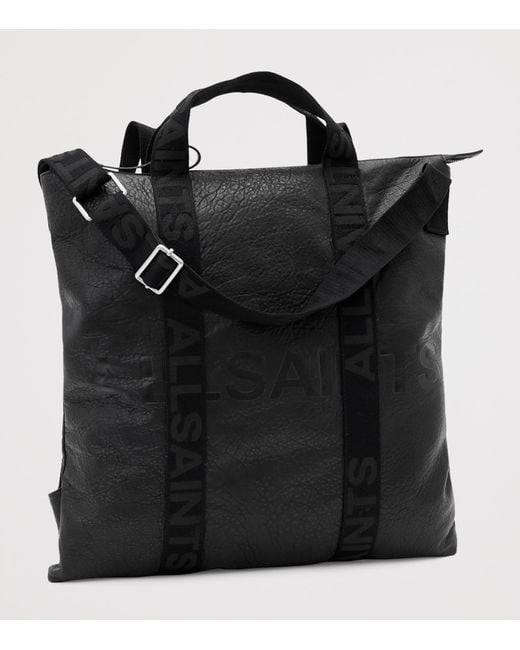 AllSaints Black Leather Kei Backpack for men