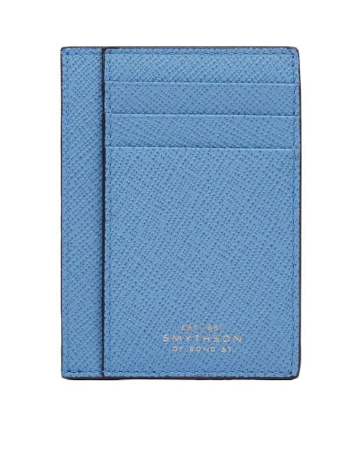 Smythson Blue Panama Leather Compact Card Holder for men