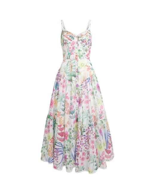 Charo Ruiz White Cotton-Blend Cael Midi Dress
