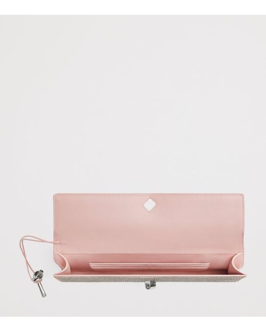 Bottega Veneta Pink Leather Crystal-Embellished Andiamo Clutch Bag