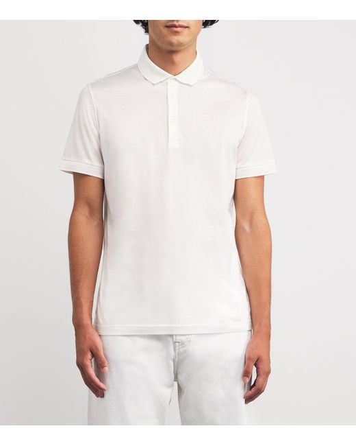 Corneliani White Cotton Jersey Polo Shirt for men
