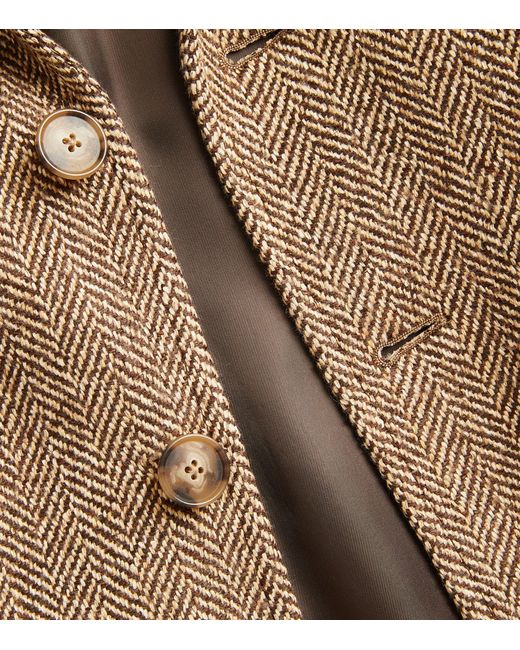 Polo Ralph Lauren Brown Linen-blend Herringbone Blazer