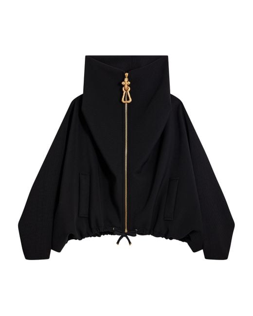 Schiaparelli Black Neoprene Oversized Bomber Jacket