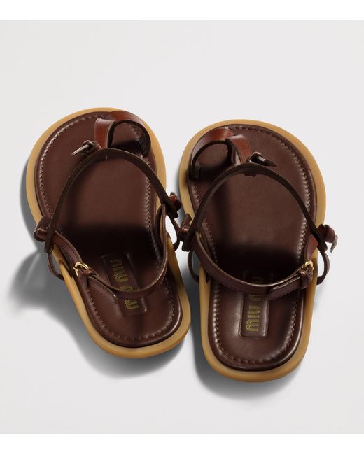 Miu Miu Brown Leather Slingback Sandals