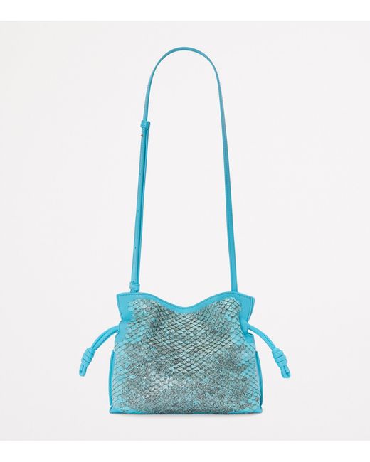 Loewe Blue Mini Snakeskin Scales Flamenco Clutch