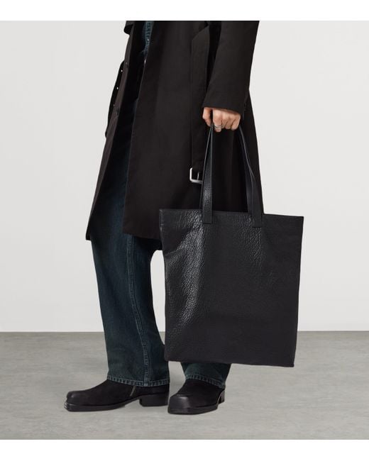 AllSaints Black Leather Yuto Tote Bag for men