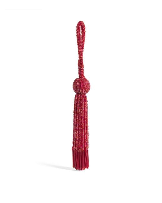 Harrods Red Beaded Tassel Tree Decoration