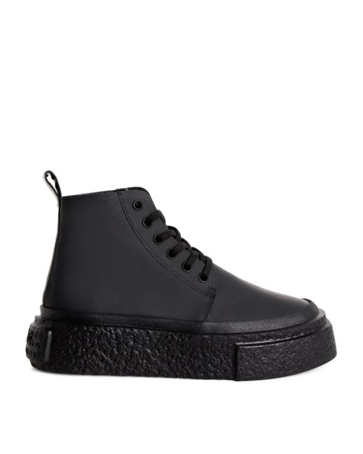 MM6 by Maison Martin Margiela Black Leather High-Top Sneakers for men
