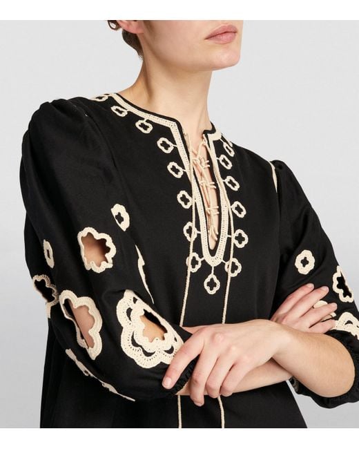 Maje Embroidered Tunic Dress in Black | Lyst