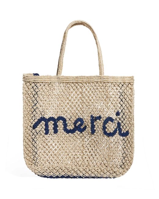 the Jacksons メッセージかごバッグ merci The Jacksons Large Jute Merci Tote Bag in Metallic | Lyst UK