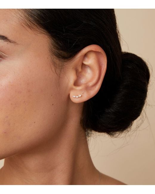 Astrid & Miyu White And Topaz Marquise Stud Earrings