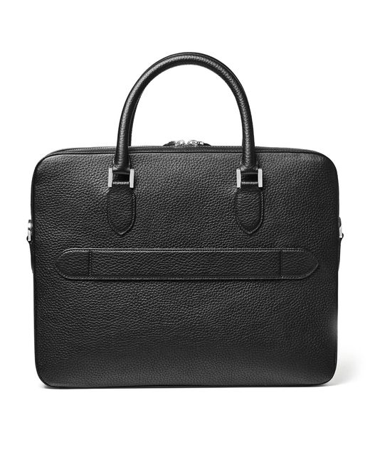 Aspinal Black Leather Shield Briefcase for men
