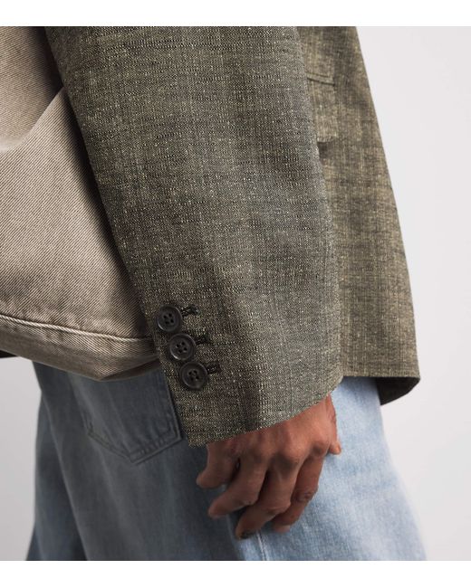 Our Legacy Green Linen-Silk-Cotton Halt Blazer for men