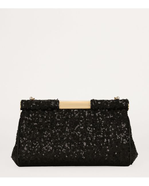 Dolce & Gabbana Black Medium Sequin-Detail Marlene Shoulder Bag