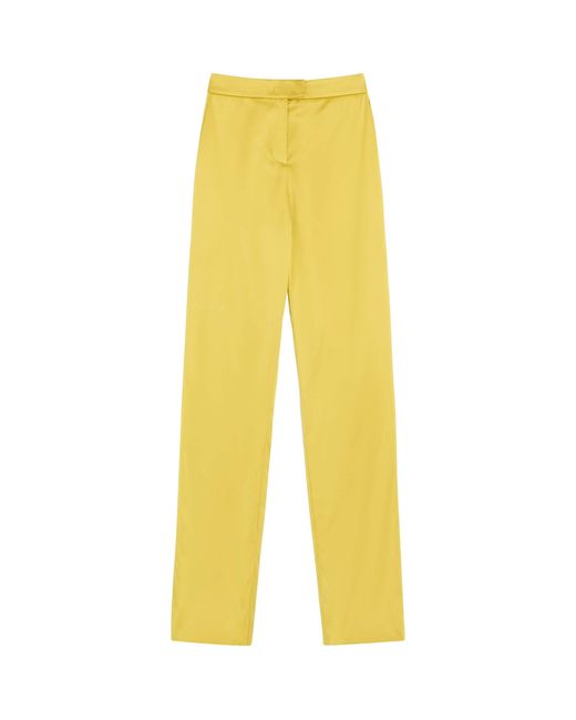 Valentino Yellow Silk-Blend Straight Trousers