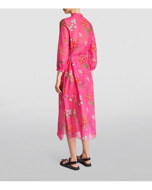 Erdem Pink Cotton-Silk Floral Dress