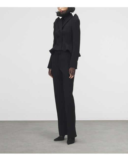 McQueen Black Stretch-Wool Structured Blazer