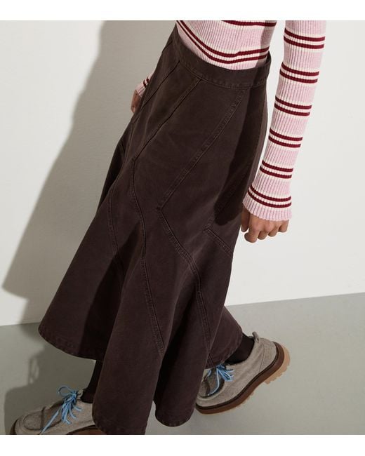 MAX&Co. Brown Cotton Midi Skirt