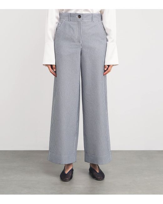 ME+EM Gray Stripe Wide-Leg Trousers