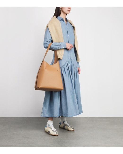 Polo Ralph Lauren Blue Cotton-Linen Midi Shirt Dress
