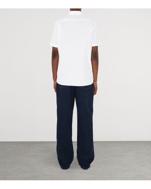 Burberry White Stretch-Cotton Ekd-Embroidered Slim Shirt for men