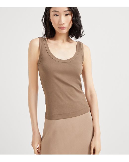 Brunello Cucinelli Brown Stretch-Cotton Ribbed Tank Top
