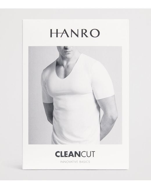 Hanro White Clean Cut V-Neck T-Shirt for men