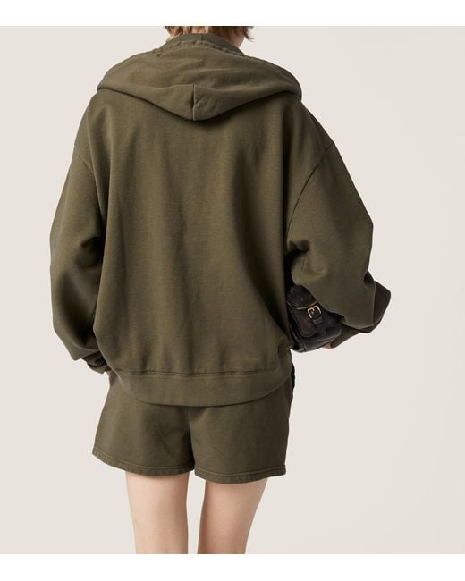 Miu Miu Green Cotton Oversized Hoodie