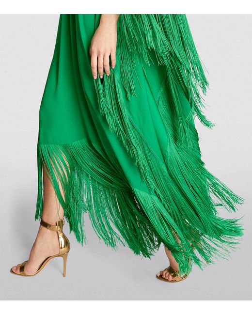 ‎Taller Marmo Green Exclusive Fringed Mrs Ross Kaftan Dress