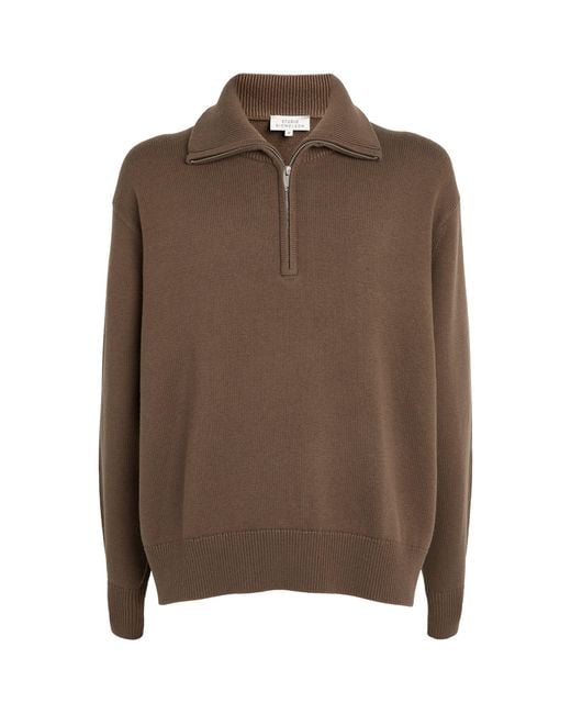 Studio Nicholson Brown Merino Wool-blend Half-zip Sweater for men