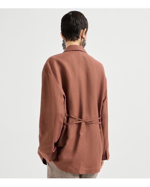 Brunello Cucinelli Brown Twill Tie Blazer